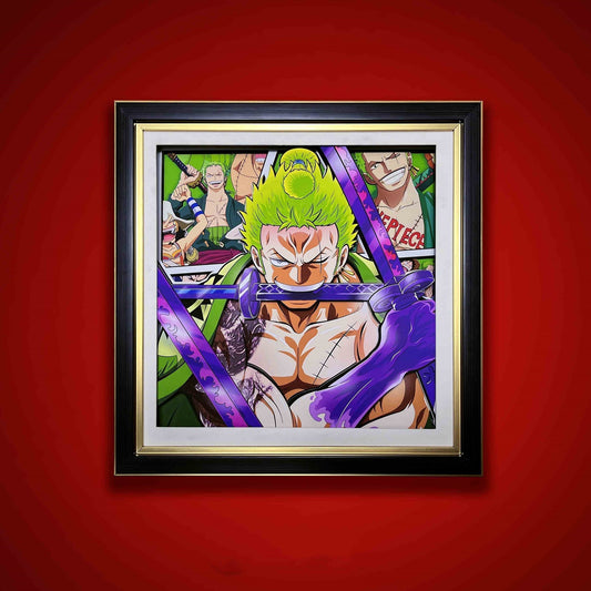 Luffy / Ace / Zoro One Piece Framed 3D Wall Art | Cartoon Drawing Handicraft