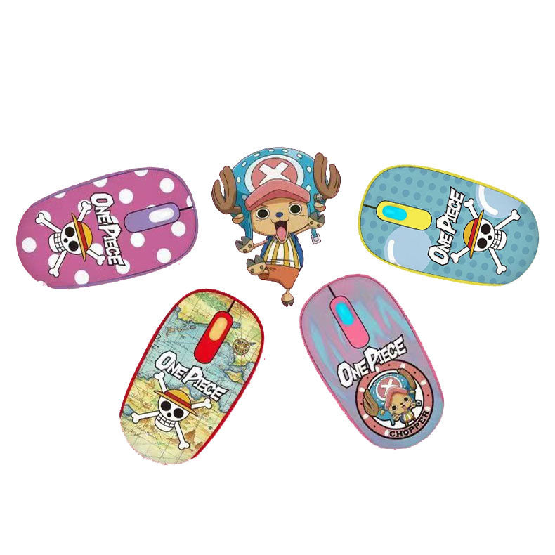 One Piece Chopper Luffy 2.4G Wireless Mouse, Cute Anime 1200 DPI Optical Computer Mouse for Laptop PC