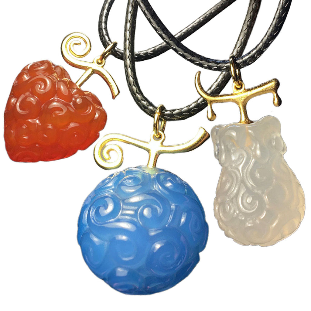 Ensemble collier et pendentif en agate naturelle faits à la main Luffy Fruit du démon