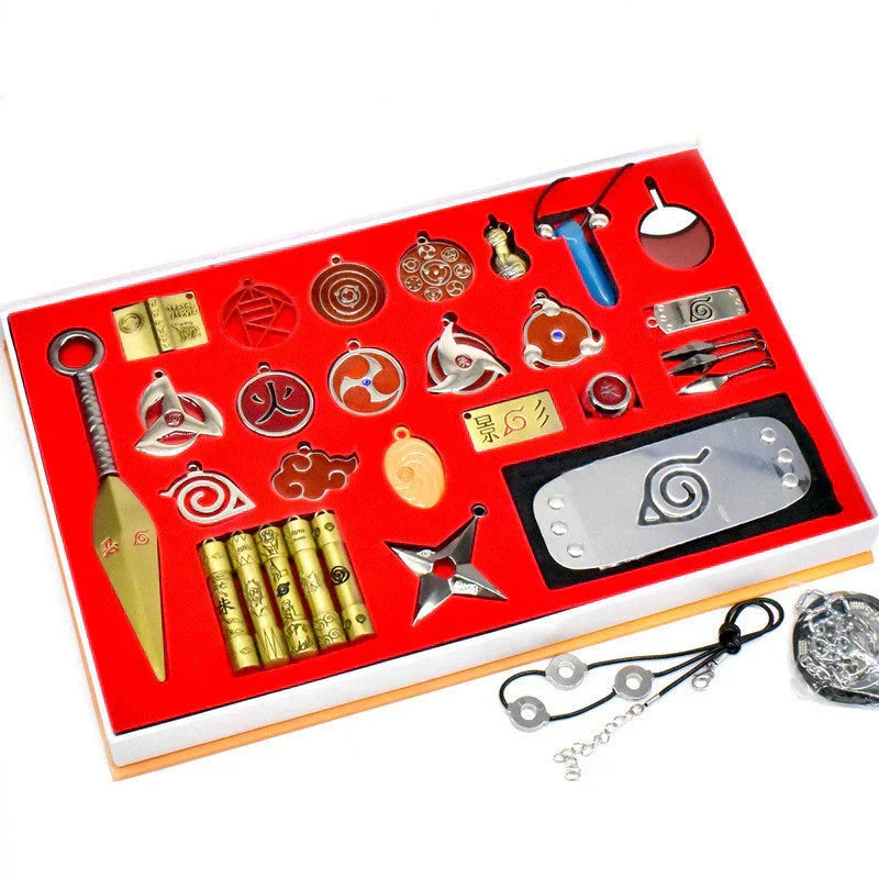Naruto Naruto Uzumaki Sasuke Uchiha Anime Jewelry Gift Set, Ninja Kunai Headband Sharingan Pendant Collection Box
