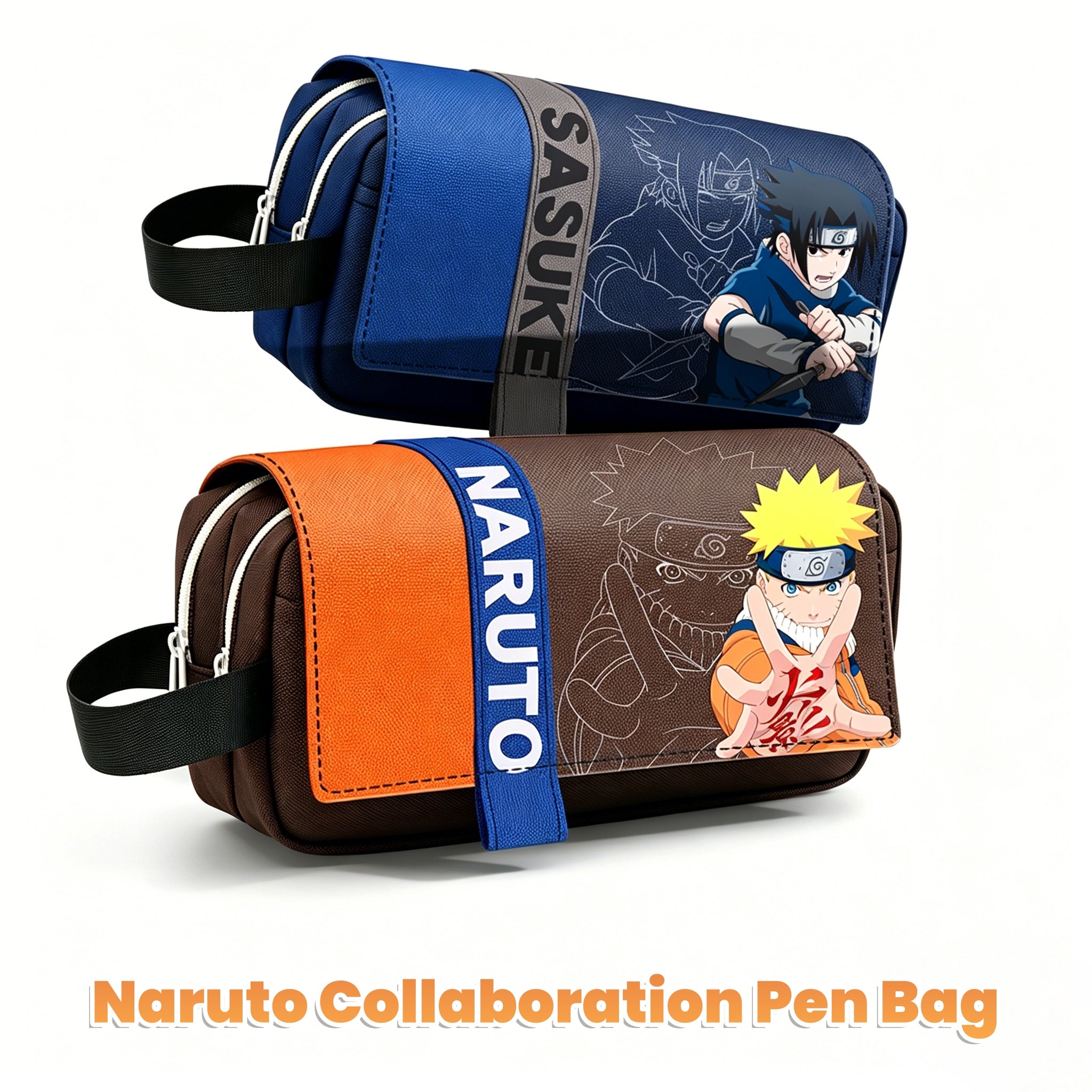 Naruto Shippuden Anime Pencil Case - Itachi Kakashi Naruto Sasuke Large Capacity Stationery Bag