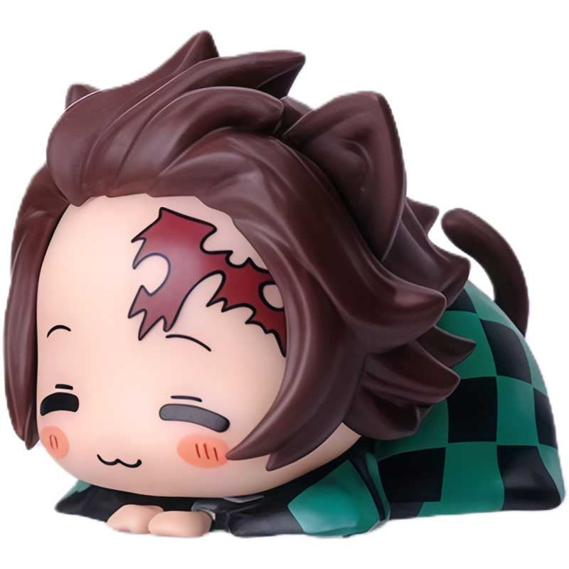 Figurines Chibi Oreilles de Chat Demon Slayer Nezuko Tanjiro, Ensemble de 6 Figurines d'Anime Endormies