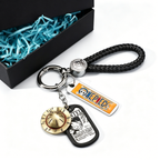 One Piece Anime Keychain Set - Braided Leather Wanted Poster Pendant Keychain