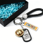 One Piece Anime Keychain Set - Braided Leather Wanted Poster Pendant Keychain
