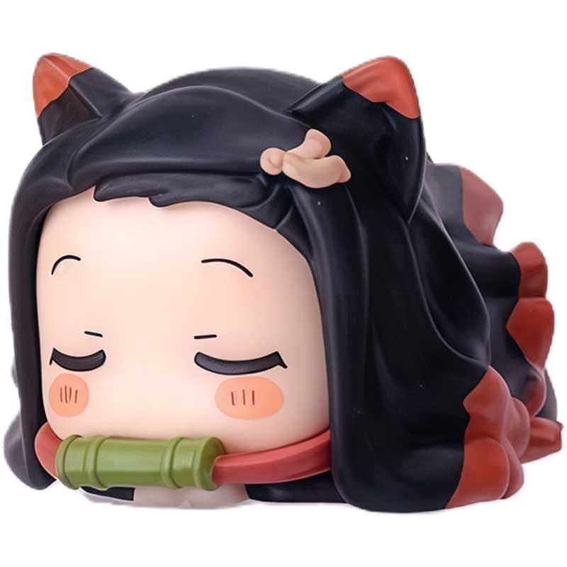 Figurines Chibi Oreilles de Chat Demon Slayer Nezuko Tanjiro, Ensemble de 6 Figurines d'Anime Endormies