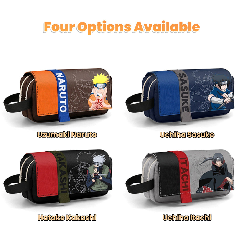 Naruto Shippuden Anime Pencil Case - Itachi Kakashi Naruto Sasuke Large Capacity Stationery Bag
