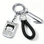 ONE PIECE Luffy Wanted Keychain with Mini Knife | Anime Bounty Tag Gift Set