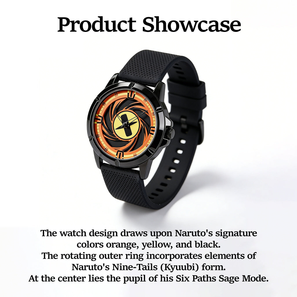 Naruto Itachi Montre à quartz rotative, Mode Ermite des Six Chemins Sharingan Montre-bracelet Anime