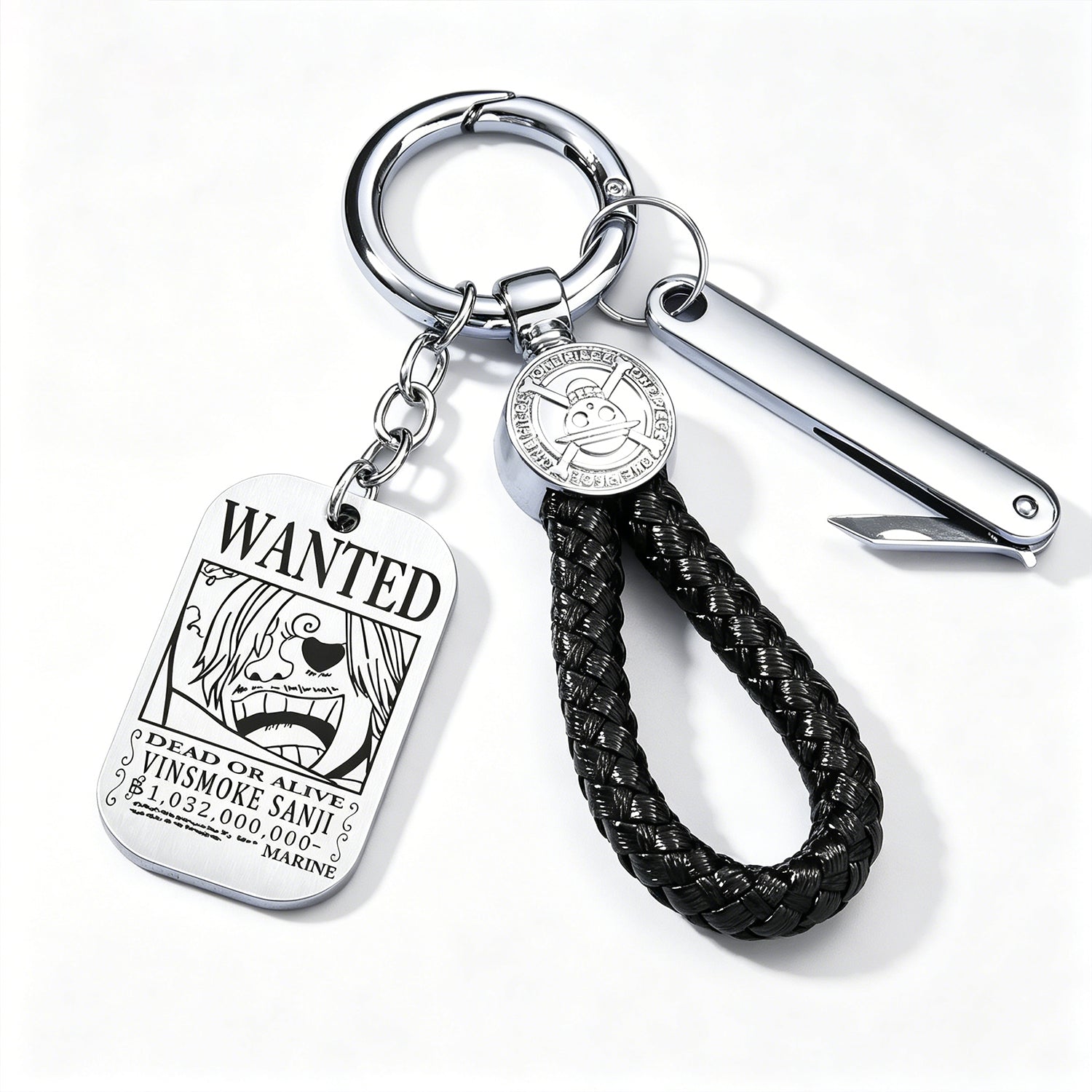 ONE PIECE Luffy Wanted Keychain with Mini Knife | Anime Bounty Tag Gift Set