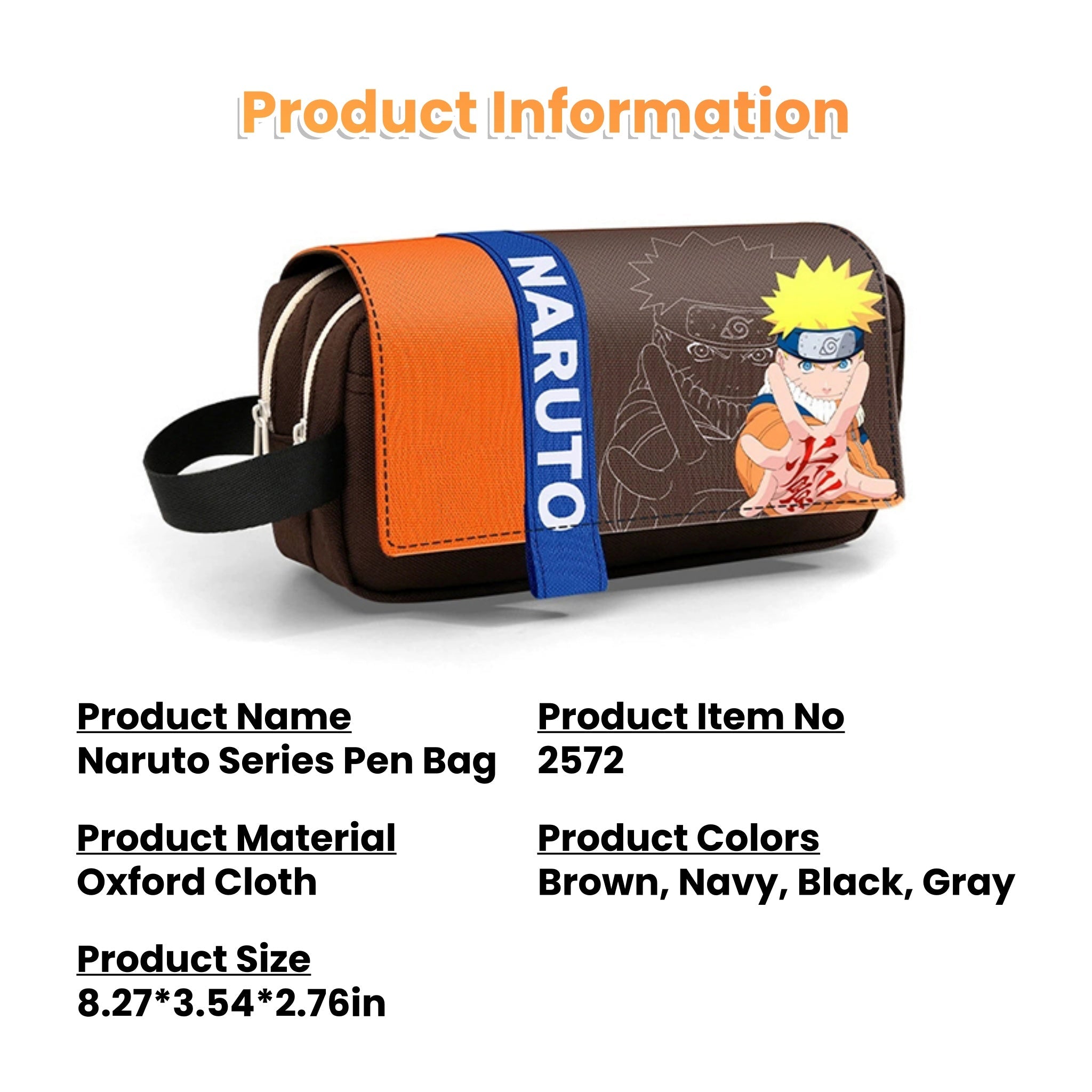 Naruto Shippuden Anime Pencil Case - Itachi Kakashi Naruto Sasuke Large Capacity Stationery Bag