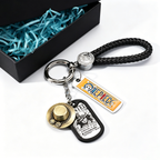 One Piece Anime Keychain Set - Braided Leather Wanted Poster Pendant Keychain