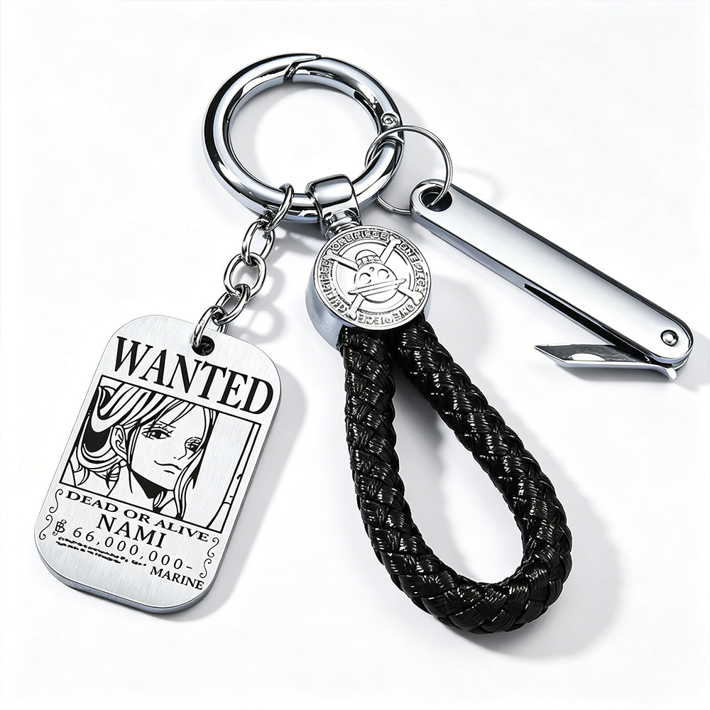ONE PIECE Luffy Wanted Keychain with Mini Knife | Anime Bounty Tag Gift Set