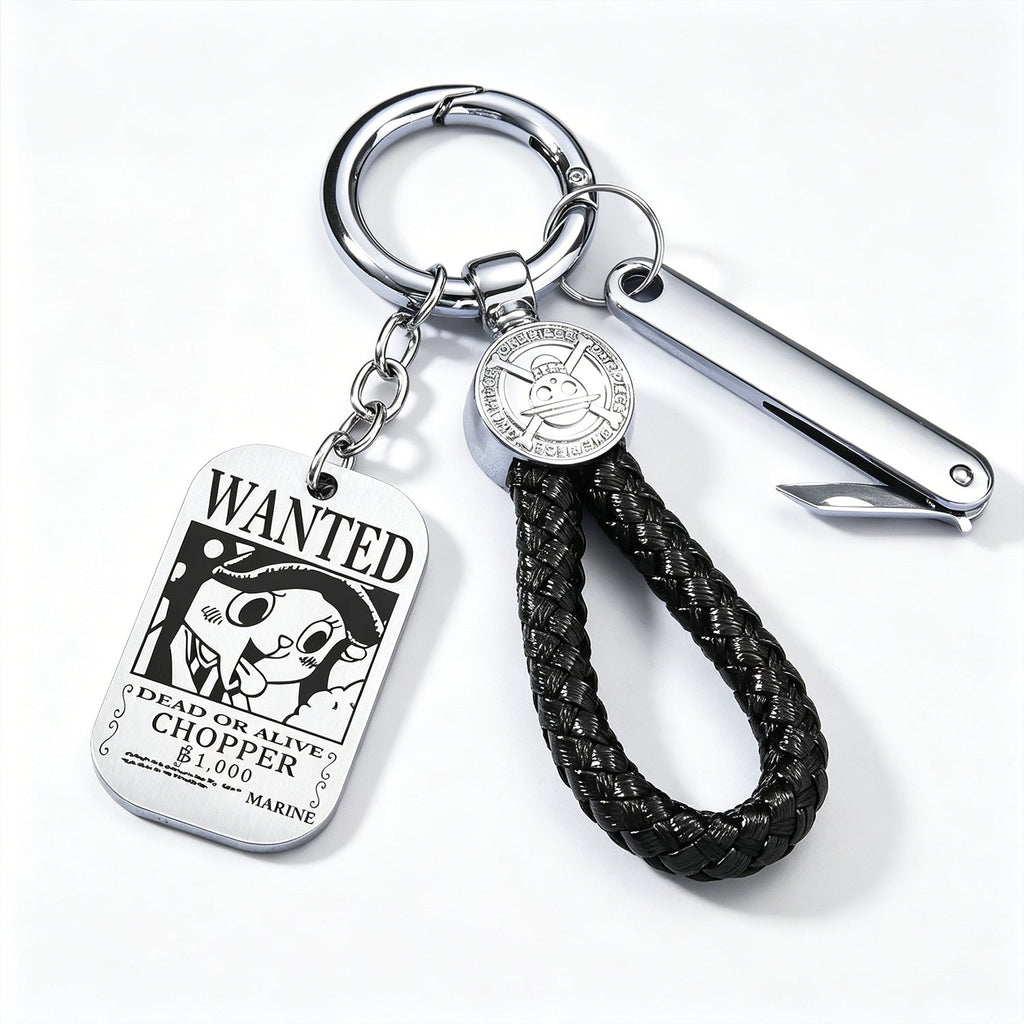 ONE PIECE Luffy Wanted Keychain with Mini Knife | Anime Bounty Tag Gift Set