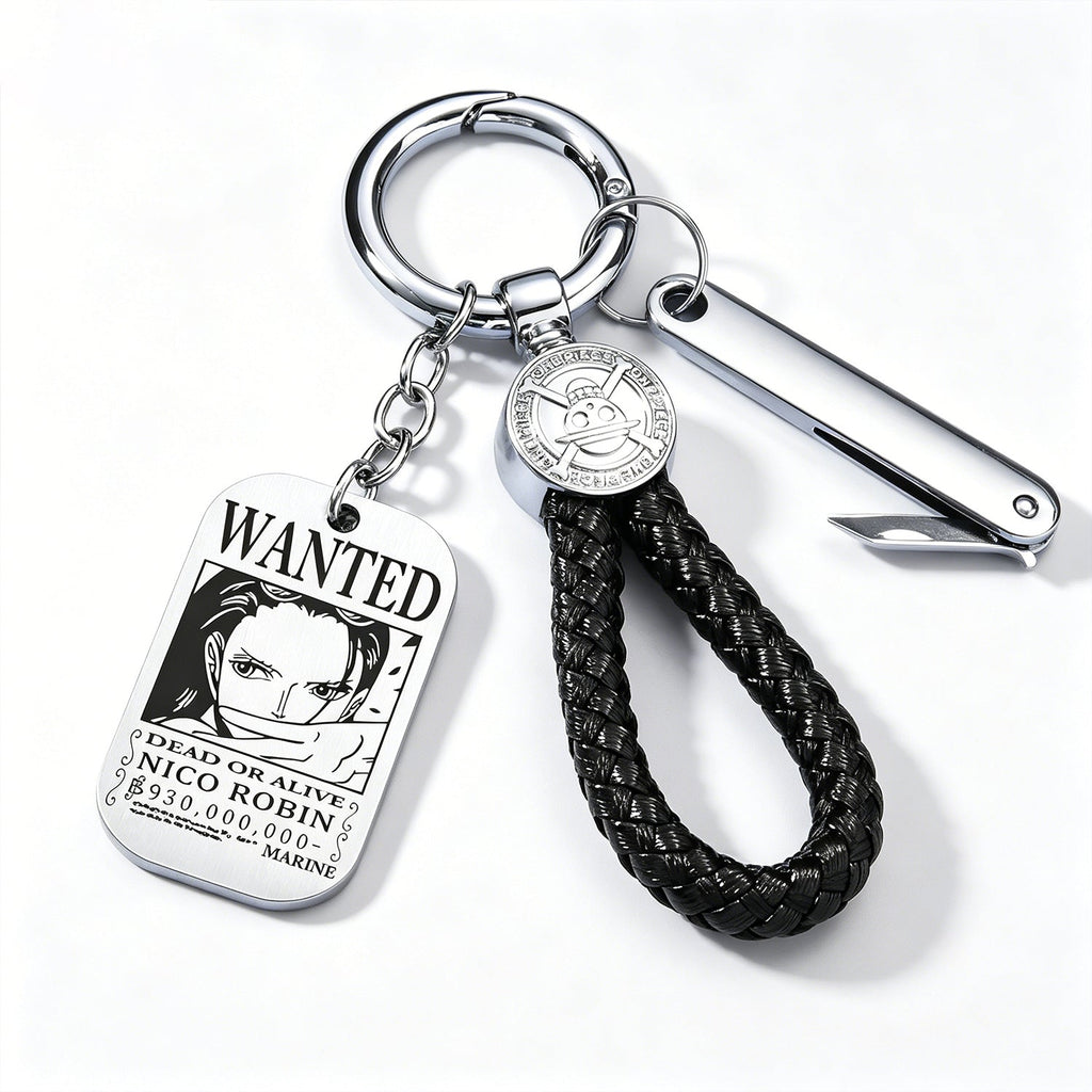 ONE PIECE Luffy Wanted Keychain with Mini Knife | Anime Bounty Tag Gift Set