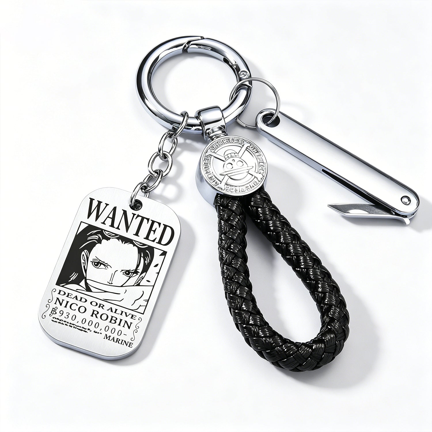 ONE PIECE Luffy Wanted Keychain with Mini Knife | Anime Bounty Tag Gift Set