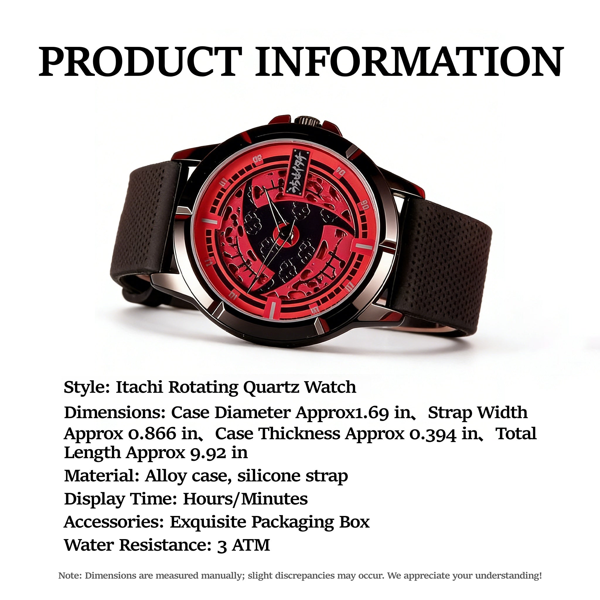 Naruto Itachi Montre à quartz rotative, Mode Ermite des Six Chemins Sharingan Montre-bracelet Anime