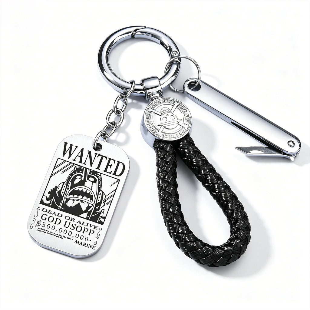ONE PIECE Luffy Wanted Keychain with Mini Knife | Anime Bounty Tag Gift Set