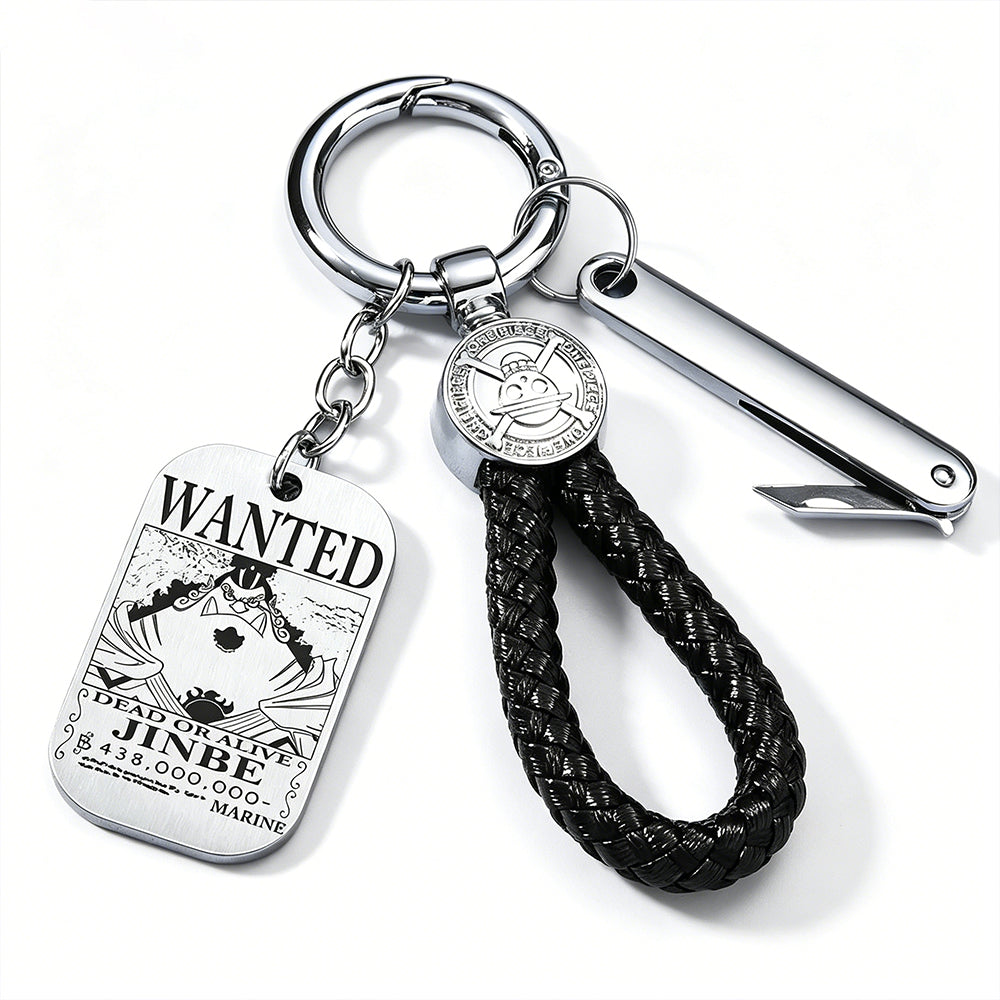 ONE PIECE Luffy Wanted Keychain with Mini Knife | Anime Bounty Tag Gift Set