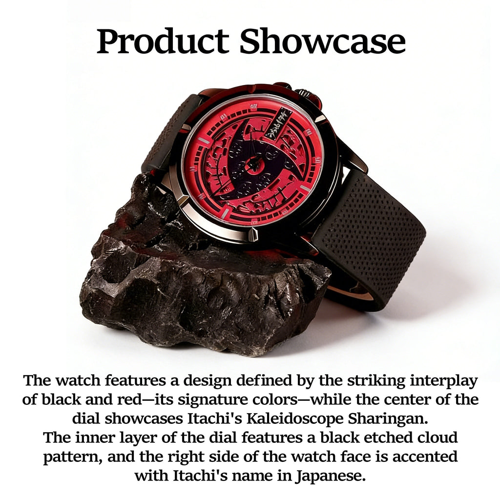 Naruto Itachi Montre à quartz rotative, Mode Ermite des Six Chemins Sharingan Montre-bracelet Anime