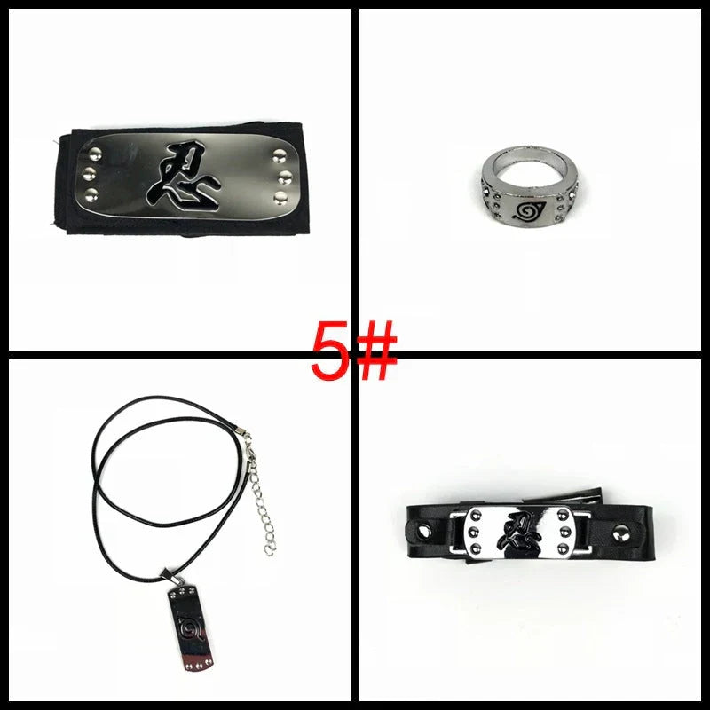 Sasuke1:1 métal kunaishuriken bague bandeau collier costume