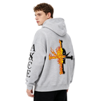 One Piece  Portgas D. Ace Embroidered Fleece Hoodie Warm Oversized Sweatshirt with Kangaroo Pocket