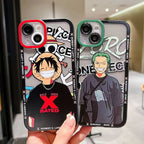 Coque de téléphone Luffy/Zoro iPhone tendance exquise en silicone anti-collision