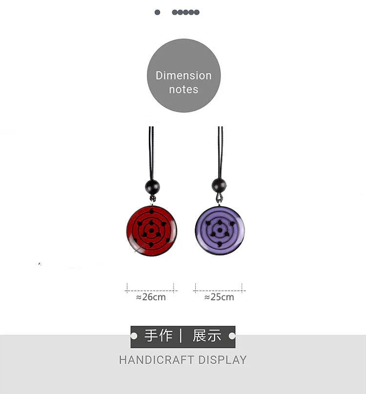 Ensemble de pendentifs collier Sharingan en bois de santal naturel sculpté à la main
