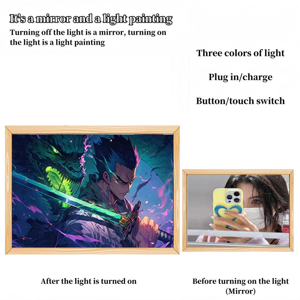 Luffy/Zoro/Sanji peuvent servir de miroirs, de peintures décoratives ou de tableaux lumineux.