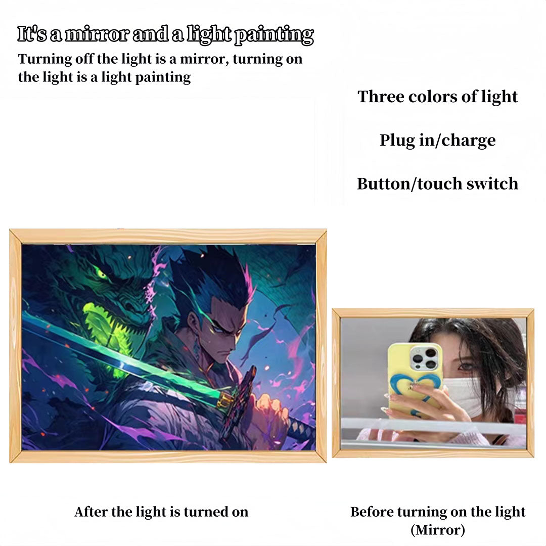 Luffy/Zoro/Sanji peuvent servir de miroirs, de peintures décoratives ou de tableaux lumineux.