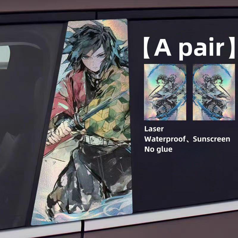 Autocollants laser de décoration de personnage pour colonne de voiture Tanjirou/Nezuko