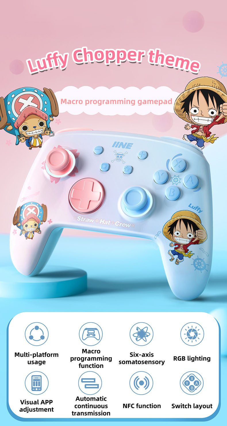 Manette Luffy/Chopper sans fil Bluetooth avec lumières réglables, contrôleurs main gauche et main droite