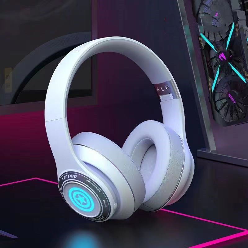 Casque de jeu Marvel Iron Man Captain America, casque supra-auriculaire Bluetooth 5.3 avec lumière RGB