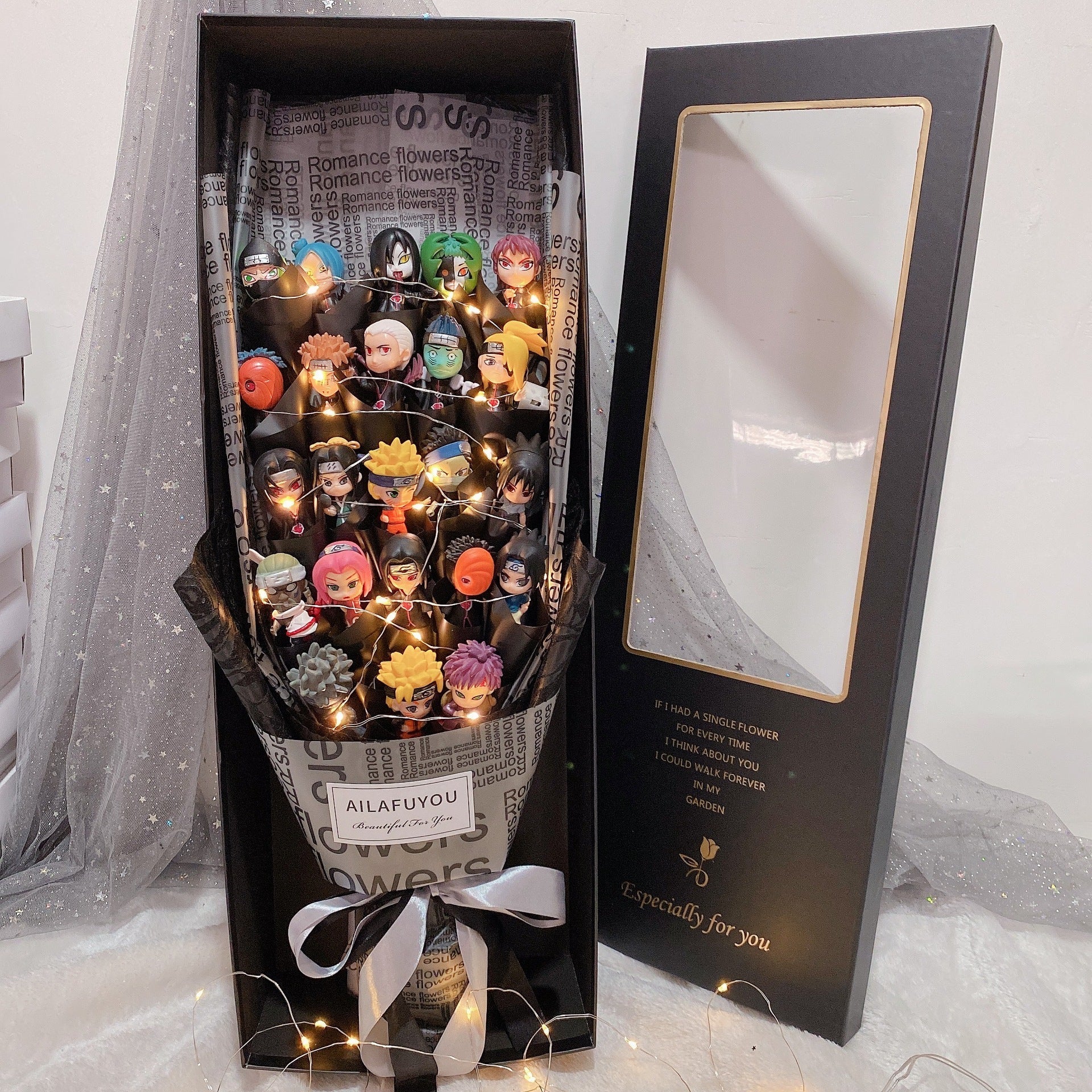 Bouquet de savon artisanal LED Rose Uzumaki/Sasuke pour romantique