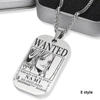 Collier de primes de personnages en titane Luffy/Zoro/Nami/Sanji
