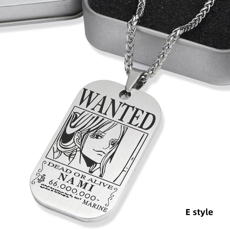 Collier de primes de personnages en titane Luffy/Zoro/Nami/Sanji