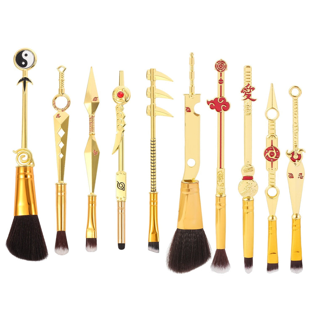 Naruto Gaara Anime Makeup Brush Set, Akatsuki Kunai Sharingan Cosmetic Brushes with Storage Bag