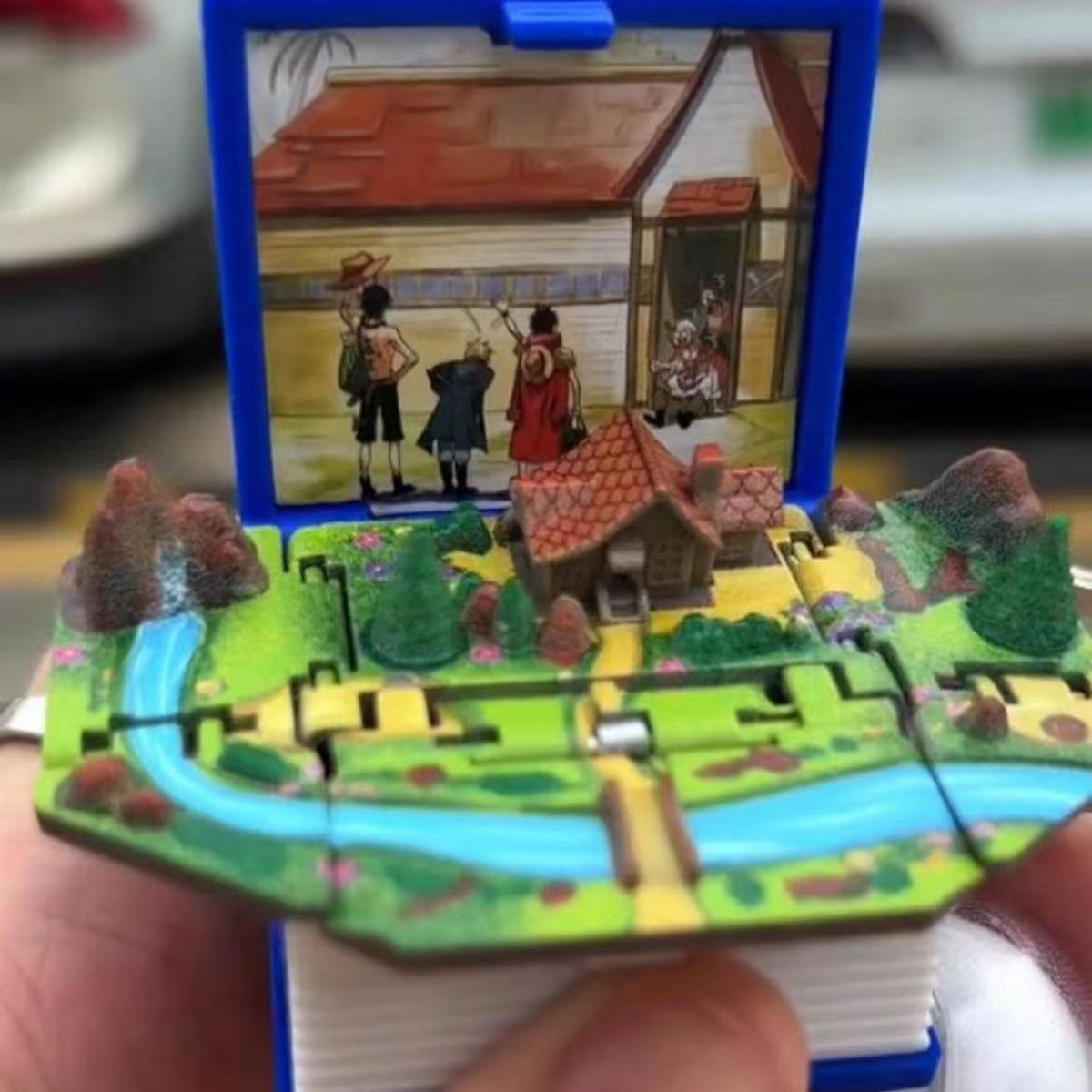 Porte-clés livre pop-up pliant en 3D LuffyAce/Sabo Les trois frères