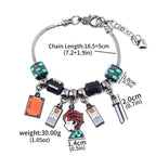 Demon Slayer Kamado Tanjiro Beaded Charm Bracelet, Adjustable Anime Chain