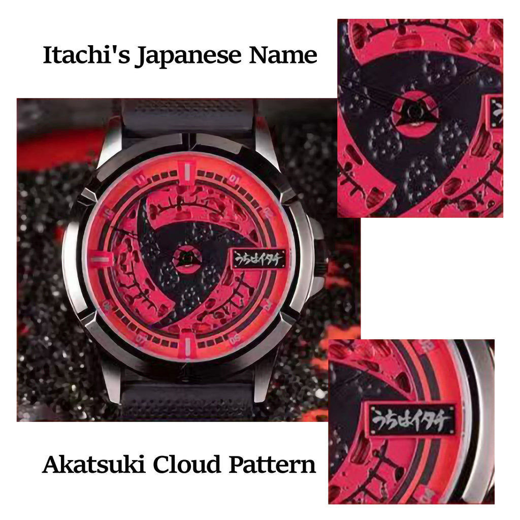 Naruto Itachi Montre à quartz rotative, Mode Ermite des Six Chemins Sharingan Montre-bracelet Anime
