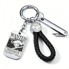 ONE PIECE Luffy Wanted Keychain with Mini Knife | Anime Bounty Tag Gift Set