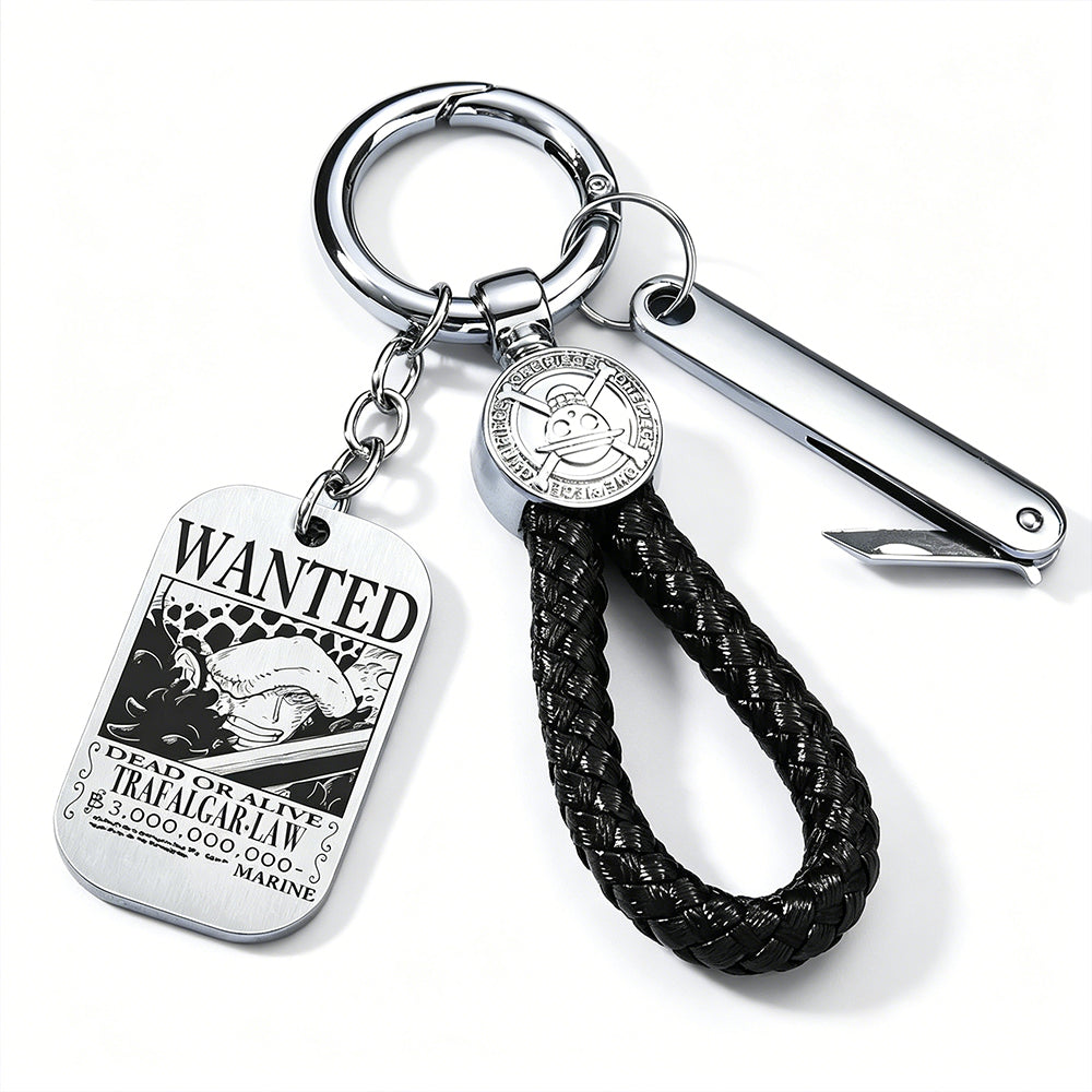 ONE PIECE Luffy Wanted Keychain with Mini Knife | Anime Bounty Tag Gift Set