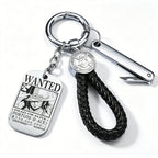ONE PIECE Luffy Wanted Keychain with Mini Knife | Anime Bounty Tag Gift Set