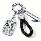 ONE PIECE Luffy Wanted Keychain with Mini Knife | Anime Bounty Tag Gift Set