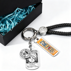One Piece Anime Keychain Set - Braided Leather Wanted Poster Pendant Keychain