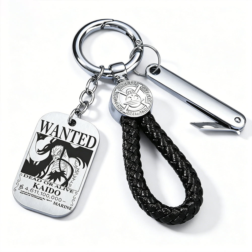 ONE PIECE Luffy Wanted Keychain with Mini Knife | Anime Bounty Tag Gift Set