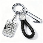ONE PIECE Luffy Wanted Keychain with Mini Knife | Anime Bounty Tag Gift Set