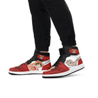 One Piece Monkey D. Luffy Anime Print High Top Sneakers, Red White Skull Logo Casual Streetwear Leather Skate Shoes