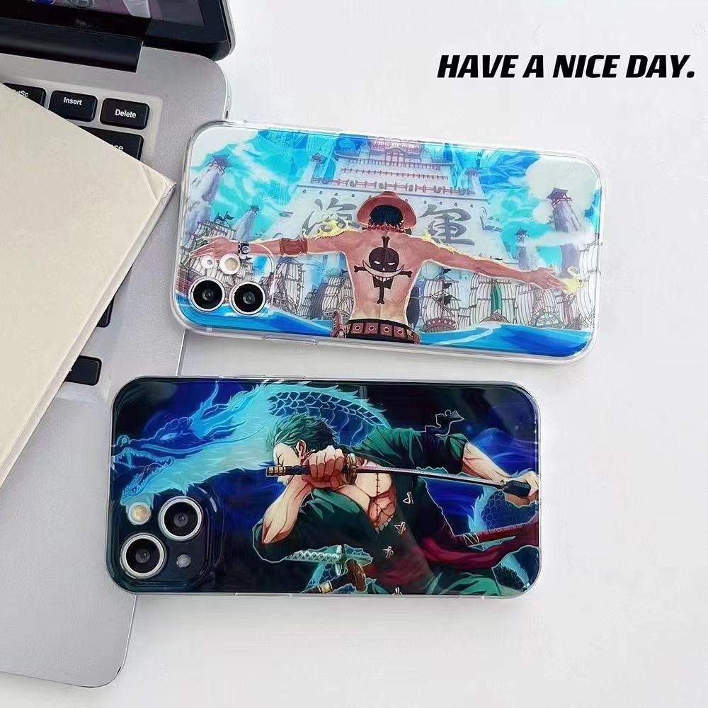 Coque de téléphone Luffy/Zoro en silicone antichoc pour iPhone