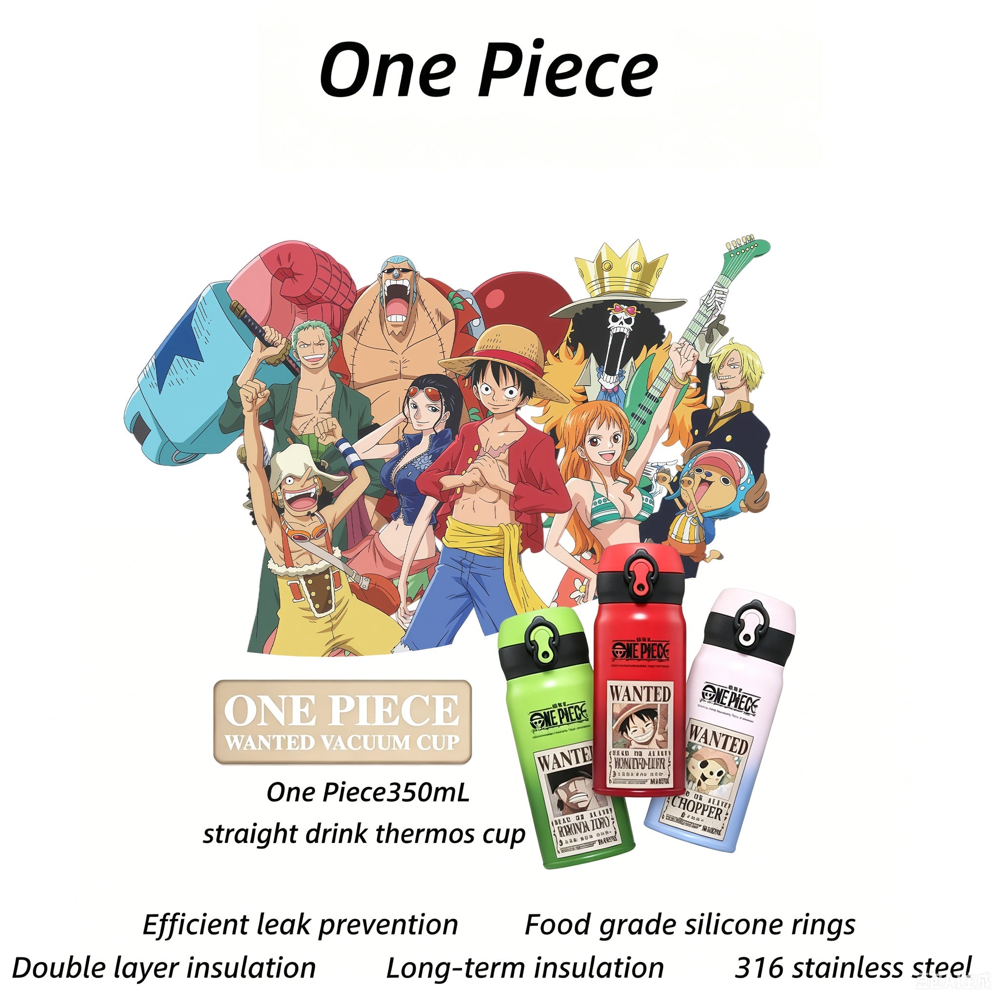 Luffy/Zoro/Chopper vacuum stainless steel insulated cup