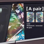 Autocollants laser de décoration de personnage pour colonne de voiture Tanjirou/Nezuko
